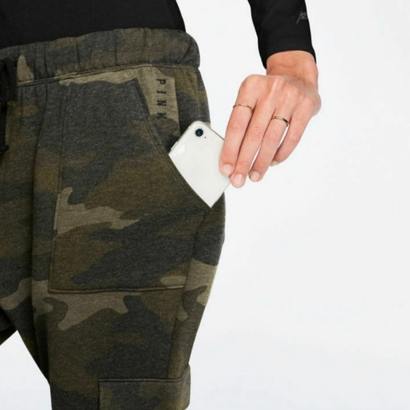 Victoria's Secret VS PINK LG Army Camo Joggers Pants Drawstring Waist Comfy Fit - Picture 4 of 7